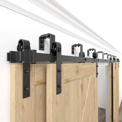 Save your space, and decorate your room, with high-quality carbon steel, black frosted, corrosion protection, sturdy and heavy-duty. | Lazio Sliding 4 Doors J Shape Hanger Double Bypass Barn Door Hardware Kit Black 1.57 x 4.0 in | IOON1002 | Wayfair Canada Double Door Barn Door, Steel Double Doors, Log Chairs, Making Barn Doors, Bypass Barn Door Hardware, Double Sliding Barn Doors, Bypass Barn Door, Double Barn Doors, Sliding Door Hardware