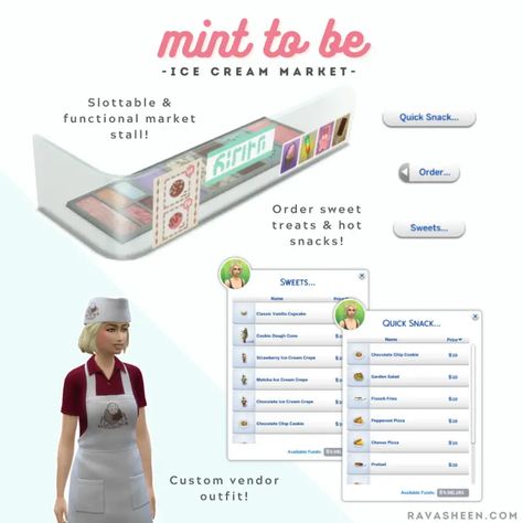 RAVASHEEN - Mint To Be Ice Cream Market Ravasheen Cc, Sims Food, Sims Gameplay, Lotes The Sims 4, Cc Packs, Sims 4 Cas Mods, Muebles Sims 4 Cc, Free Sims 4, Sims 4 Game Mods