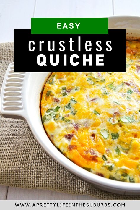 Easy Crustless Quiche, Ham Quiche Recipe, Egg Quiche Recipes, Quiche Recipes Crustless, Bacon Quiche Recipe, Spinach Quiche Recipes, Potato Spinach, Ham Potato, Breakfast Quiche Recipes