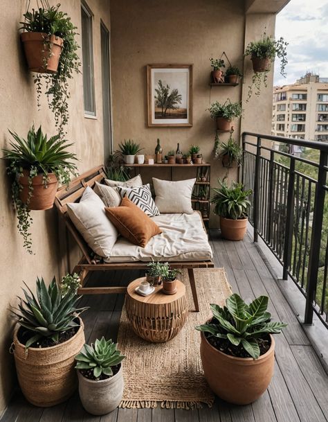 Balcony Design Plants, Cozy Balcony Design, Cozy Terrace, Cozy Balcony, Balkon Decor, Terrace Decor, Cozy Patio, Patio Inspiration, Apartment Patio