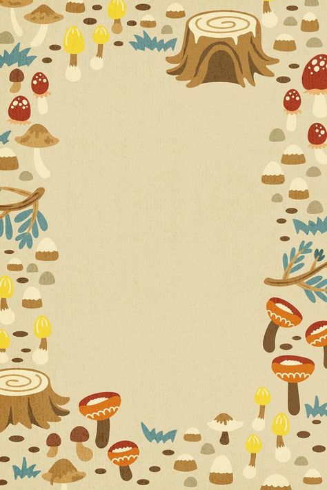 Fairytale Background, Mushroom Frame, Bookmarks Ideas, Fairytale Forest, Hand Lettering Worksheet, Forest Drawing, Background Cute, Cute Animal Illustration, Book Clubs