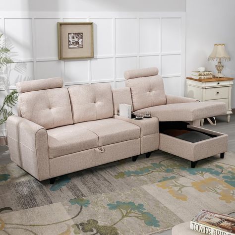 Modern Couch Sectional, Sectional Sofa Beige, Sofa Convertible, Beige Sectional, Modern Sectional Sofa, Sofa For Living Room, Sofa With Storage, Neck Pillows, Upholstered Couch