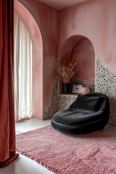 Pink And Black Bedroom Ideas, Pink And Black Bedroom, Most Comfortable Sofa Bed, Pink Bedroom Accessories, Black Bedroom Ideas, Moody Interior Design, Pink Accent Walls, Blush Pink Bedroom, Pink Apartment