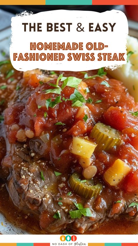 Homemade Old-Fashioned Swiss Steak Easy Swiss Steak Recipes, Swiss Steak Recipes Oven, Steak With Mushrooms And Onions, Oven Swiss Steak, Swiss Steak Crockpot, Beef Cube Steak Recipes, Steak With Mushrooms, Best Spaghetti Recipe, Beef Cubed Steak