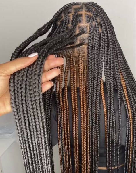 Peakaboo Braids Brown And Black, Knotless Box Braids Peek A Boo Color Brown, Peakboo Braids Long, Smeduiem Knotless Peekaboo, Knowles’s Peekaboo Braids, Braided Hairstyles For Black Women Peek A Boo, Peekaboo Braids With Brown, Colour 30 Peekaboo Braids, Pee A Boo Braids