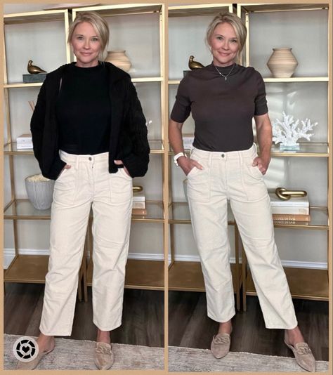 Great Fall teacher outfits Ivory Corduroy Pants Outfits, Off White Corduroy Pants Outfit, Cream Corduroy Pants Outfits, White Corduroy Pants Outfit, Fall Teacher Outfits, White Corduroy Pants, Corduroy Pants Outfit, Teacher Outfits Fall, Ribbed Tank Top