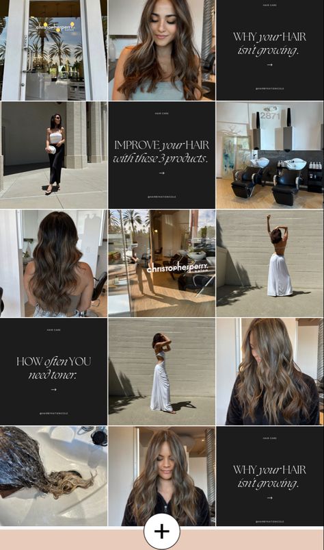 Looking for a content creator for your hair salon? DM @hairbykatienicole Marketing Ideas Hairstylist, Instagram Story Ideas For Hairstylist, Hair Studio Instagram Feed, Hair Salon Aesthetic Picture, Hair Content Instagram, Meet The Stylist, Hair Brand Instagram Feed, Rebranding Hair Business, Hair Extension Content Ideas