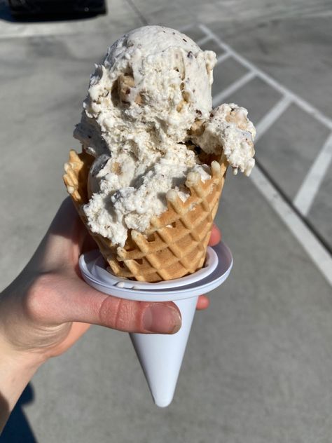 Ice cream from Bruster’s in a waffle cone Brusters Ice Cream, Creme Brulee Ice Cream, Waffle Cone Ice Cream, Ice Cream World, Soft Serve Cone, Ice Cream Waffle Cone, Waffle Ice Cream, Cookie Dough Ice Cream, Waffle Cone