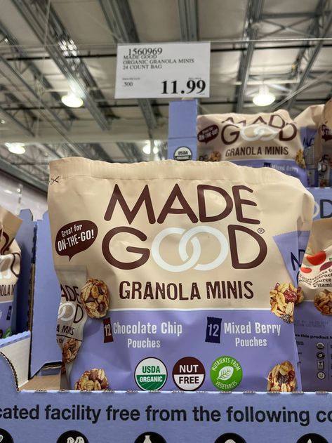 Made Good granola in package at Costco. Made Good Granola, Best Costco Food, Costco Desserts, Costco Snacks, Costco Shopping List, Costco Food, Best Barbecue Sauce, Organic Granola, Granola Bites