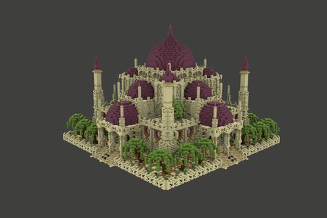 Minecraft Arabian Palace, Minecraft Arabian Build, Minecraft Mosque, Minecraft Hus, Minecraft Palace, Arabian Palace, Minecraft Desert, Desert Village, Pink Mosque