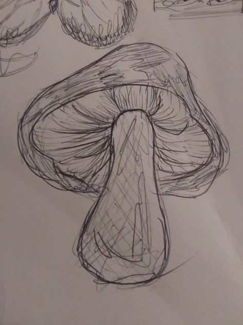 Mushroom Aesthetic Sketch, Floating Mushroom Drawing, Shaded Mushroom Drawing, Sketch Of Mushroom, Droopy Mushroom Drawing, Pen Mushroom Drawing, Fancy Drawings Sketch, Drawings Of Mushrooms Pencil, Sketch Book Mushroom