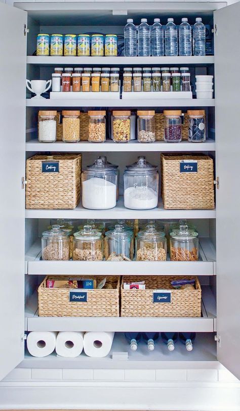 5 Organizing Tips from the Home Edit Pros, Who Have Made Over Hundreds of Kitchens | Kitchn #kitchenhacks declutter, save space, organize, organization products, organization tips, organization hack, simplicity, ideas for an organized life, organization diy, organization ideas for the home, life, small spaces, organization hack, easy ways to organize Joanna Teplin, Desain Pantry Dapur, Diy Pantry Organization, Pantry Inspiration, Organized Pantry, Pantry Organisation, Desain Pantry, Home Edit, Diy Bathroom Storage