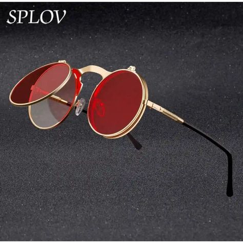 Vintage Steampunk Flip Sunglasses Retro Round Metal Sun Glasses For Men And Women Brand Designer Circle Oculos Elevate Your Style With Our Vintage Steampunk Flip Sunglasses! Designed For Both Men And Women, These Retro Round Metal Sun Glasses Add A Touch Of Vintage Flair To Any Outfit. With Their Unique Flip Feature And Brand Designer Circle, They're The Perfect Blend Of Fashion And Function. Step Into The Past While Shielding Your Eyes From The Sun In Style. Measurements- Lens Width: 50mm Lens Flip Sunglasses, Smith Sunglasses, Vintage Steampunk, Sunglasses Retro, Eye Glasses Frames, Cool Glasses, Glasses For Men, Fashion Inspiration Design, Vintage Glasses