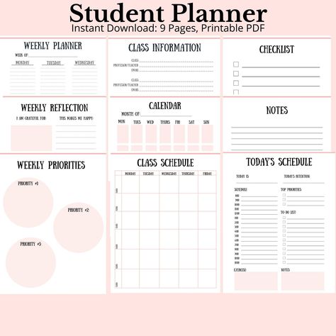 Student Planner, College Student Planner, Academic School Planner, PDF Printable assignmentplanner #downloadplanner⏲. Planner College Student, Homeschool Student Planner, High School Planner, Teacher Calendar, Student Weekly Planner, Planners For College Students, Student Planner Printable, Planner Writing, Free College