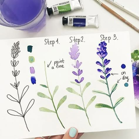 Watercolor Flowers Tutorial Step By Step, Ako Kresliť, Flowers In Watercolor, Watercolor Flowers Tutorial, Watercolor Butterfly, Paint Watercolor, Watercolor Paintings For Beginners, Cat Air, Seni Cat Air