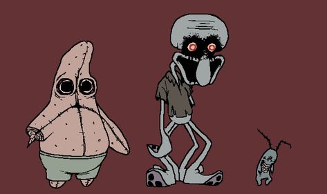 Scary Spongebob, Triple Trouble, Dust Sans, Funny Comic Strips, Boku No Hero Academia Funny, Horror Characters, Gremlins, Ghostbusters, Horror Art