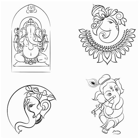 Vector set of happy ganesh chaturthi vec... | Premium Vector #Freepik #vector #religion #culture #god #design Painting On Ganesh Chaturthi, Happy Ganesh Chaturthi Drawing, Ganesh Vector Art, Ganesh Chaturthi Drawing Easy, Ganesh Chaturthi Illustration, God Drawing Easy, Rangoli For Ganesh Chaturthi, Hindu Sketches, Ganesh Chaturthi Drawing