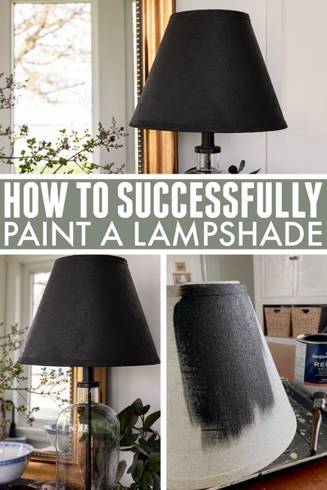 What do you do if you have a lampshade that is just the right shape and size but not quite the right color? Do you throw it out? No! You paint it! Here's how to paint a lampshade. Black And Brass Lamps, How To Paint A Lampshade Diy, Covering A Lampshade, Spray Painting Lamp Shades, Pleated Lampshade Makeover, Update A Lampshade, Painting A Lampshade Diy, Paint Lamp Shades Ideas, Unique Lamp Shades Diy Lampshade