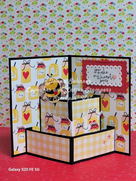 Bee Valentines Cards, Valentine 2024, Bee Mine Valentine, Bee Valentine, Fancy Fold Card Tutorials, Bee Mine, Bee Cards, Fancy Fold Cards, Card A