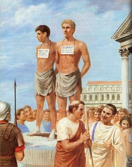 Roman slaves on a slave block. What would the signs on their chests say? Medieval Memes, Imperiul Roman, Historical Humor, Funny Art History, Classical Art Memes, History Jokes, Rome Antique, Empire Romain, Nerd Humor