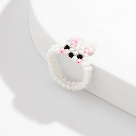 Rabbit Ring Beads, Rabbit Ring, Pola Manik, Manik Manik, Bracelets Ideas, Presents For Best Friends, Diy Craft Tutorials, Beaded Necklace Diy, Daughter Mother