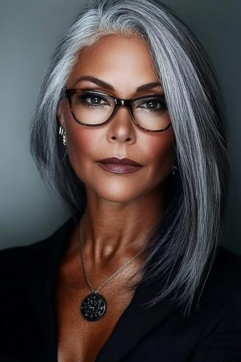 25 Elegant Gray Hairstyles with Lowlights for Women Over 50 Grey Hair And Glasses, Hair Color Guide, Woman With Glasses, Hair And Glasses, Long Hairstyles For Women, Women With Glasses, Grey Hair Transformation, Gorgeous Gray Hair, Grey Hair Inspiration