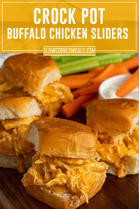 Buffalo chicken sliders on Hawaiian rolls Crockpot Buffalo Chicken With Cream Cheese, Buffalo Chicken Crock Pot Recipes, Buffalo Chicken Sliders Crock Pot Hawaiian Rolls, Buffalo Chicken With Cream Cheese, Slow Cooker Buffalo Chicken Sliders, Crockpot Buffalo Chicken Sandwiches, Crock Pot Buffalo Chicken Sliders, Pulled Buffalo Chicken Crock Pot, Crockpot Buffalo Chicken Sliders