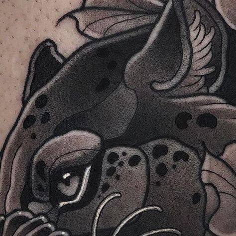 Traditional Black Panther Tattoo, Black Panther Tattoo, J Tattoo, Panther Tattoo, Visual Aid, Neo Traditional, Tattoo Inspo, Cat Tattoo, Tattoo On