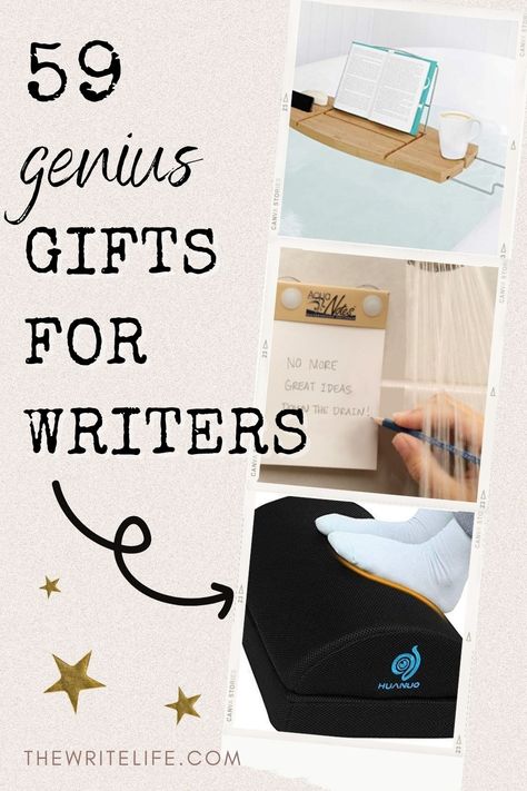 Not sure what gifts are right for your writer? We’ve gathered a list of the best writing themed gifts for women and men writers in your life. Great for birthday, Christmas, or just because. Skip the DIY gifts and get something they really want or need! Learn more about the best gifts for writers at thewritelife.com | 59 Unique Gifts for Writers (Women AND Men) That Are Better Than DIY Ideas | Holiday Gift Ideas Gifts For Authors Writers, Book Gift Ideas Present Diy, Gift Ideas For Writers, Gifts For Creative People, Writer Essentials, Gifts For A Writer, Gifts For Authors, Author Inspiration, Old Notebook