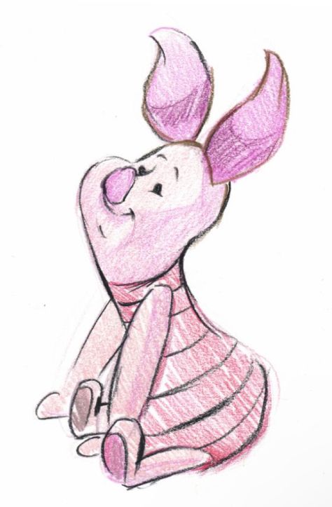 Pooh Bear And Piglet Drawing, Drawing Pooh Bear, Watercolor Piglet Disney, Piglet Drawing Sketches, Winnie The Pooh Piglet Drawing, Whinny The Pooh Drawing, Piggy Tattoo Cute, Whinni Poo Drawing, Pooh Bear And Piglet Tattoo