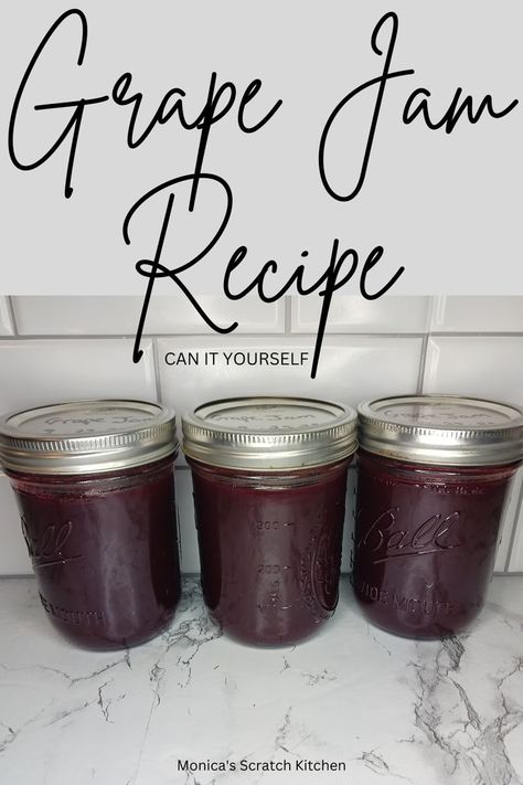 grape jam with pectin Grape Jam Recipe, Freezer Jam Recipes, Grape Jam, Spicy Appetizers, Jam Recipes Homemade, Canning Jam, Jam And Jelly, Jam Recipe, Jelly Recipes