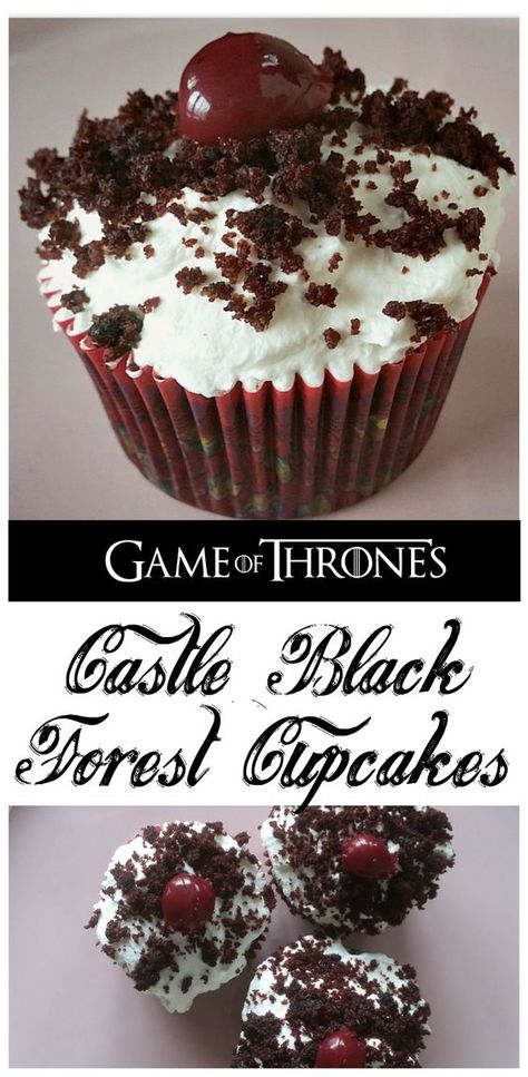 Cake Black Forest, Boozy Cakes, Game Of Thrones Food, Birthday Cake Black, Forest Cupcakes, Black Forest Cupcakes, Game Of Thrones Cake, Game Of Thrones Premiere, Castle Black