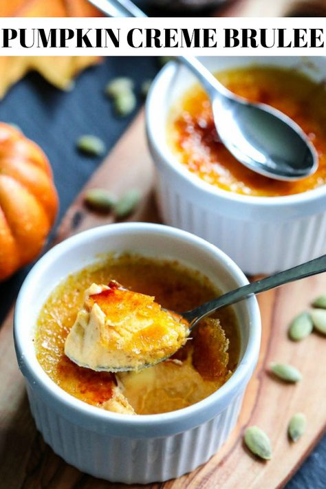 Pumpkin Cream Brulee, Real Pumpkin Puree, Puree Pumpkin, Pumpkin Creme Brulee, Pumpkin Puree Recipes, Cream Brulee, Sweet Bakes, Brulee Recipe, Creme Brulee Recipe