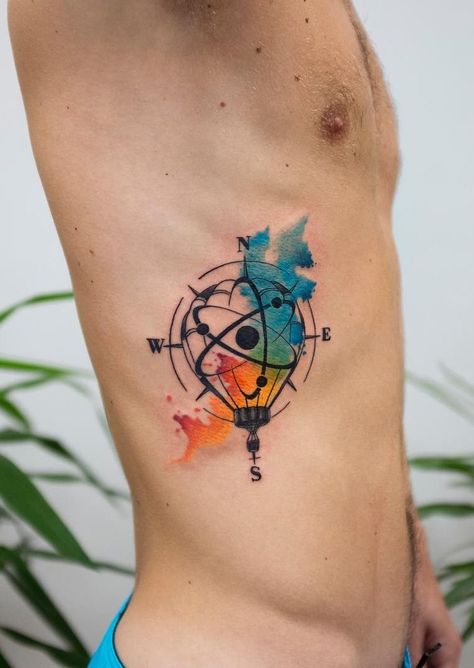 air balloon watercolor tattoo for travel lovers © tattoo artist KORAY KARAGÖZLER 💓💓💓💓💓💓 A Compass Tattoo, Geometric Watercolor Tattoo, Air Balloon Tattoo, Bow Tattoo Designs, Balloon Tattoo, Coffee Tattoos, Bow Tattoo, Tattoos For Lovers, Watercolor Tattoos