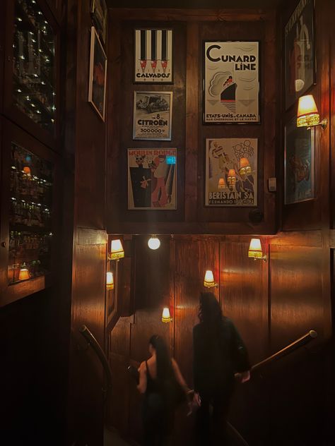 Walking down the stairs to French restaurant Hubert in Sydney Arte Jazz, San Myshuno, Jazz Cafe, Jazz Bar, French Restaurant, Clubbing Aesthetic, French Restaurants, Jazz Club, Dark Room