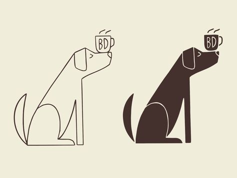 Dog Drinking Coffee Drawing, Dog Drinking Coffee Illustration, Dog Coffee Illustration, Coffee Illustration Graphics, Dog Coffee Shop, Wall Doodle, Fried Cactus, Coffee Illustrations, Bold Illustration