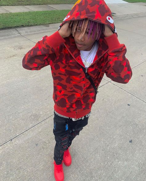 Hoodie Men Outfit, Nike Hoodie Outfit, Jordans Outfit For Men, Red Nike Hoodie, Bape Outfits, Supreme Hoodie, Cute Dreads, Bape Hoodie, Guys Fits