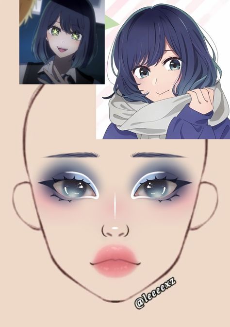 Anime Inspired Makeup Looks, Cute Anime Makeup Looks, Makeup Looks Anime, Anime Style Makeup, Anime Character Makeup, Make Up Anime, Anime Makeup Looks, Makeup Animation, Anime Inspired Makeup