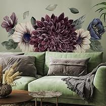 Big Flower Wallpaper Wall Murals, Large Flower Wall Art, Floral Wall Stickers, Colored Walls, Girls Wall Stickers, Wall Art Decals, Floral Wall Decals, Backdrop Decor, Nursery Office