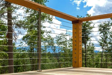 3 Tips for Budget Cable Railing Deck Railing Diy, Wire Deck Railing, Stair Railing Kits, Cable Railing Deck, Stainless Steel Cable Railing, Deck Remodel, Patio Railing, Deck Railing Design, Cable Railing Systems