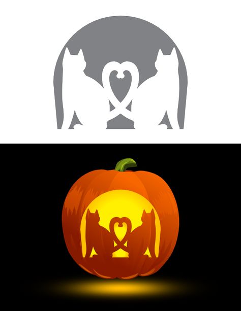 Small Pumpkin Carving Ideas, Pumpkin Stencils Free Printable, Free Printable Pumpkin Carving Stencils, Cat Pumpkin Stencil, Printable Pumpkin Carving Stencils, Animal Pumpkin, Heart Pumpkin, Cat Pumpkin Carving, Pumpkin Carving Patterns Free