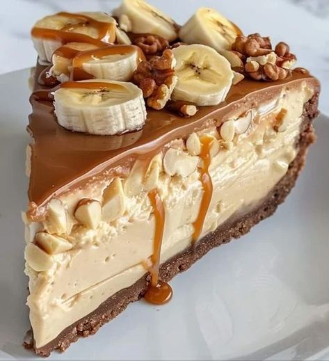 Banana Caramel Cheesecake, Nut Cheesecake, Optimal Recipes, Cheesecake Flavors, Cheesecake Banana, Cheesecake Caramel, Banana Caramel, Nut Cake, Banana Cheesecake