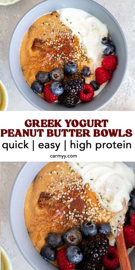 Yogurt With Peanut Butter, Greek Yogurt Recipes Breakfast, Greek Yogurt Breakfast Bowl, Greek Yogurt Peanut Butter, Yogurt Bowl Recipe, Yoghurt Breakfast, Yogurt Recipes Healthy, Yogurt Breakfast Bowl, Greek Yogurt And Peanut Butter