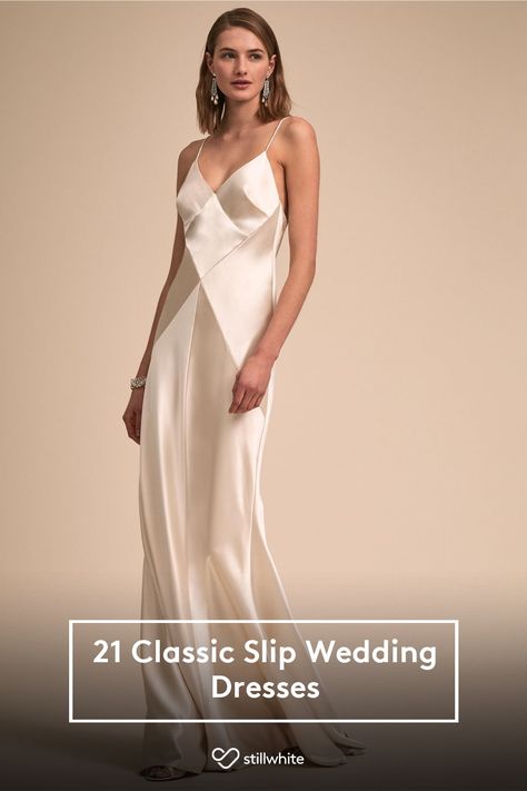 21 Classic Slip Wedding Dresses – Stillwhite Blog Casual Silk Wedding Dress, Courthouse Wedding Slip Dress, Bias Cut Satin Wedding Dress, Wedding Dress Slip Style, Lace Slip Wedding Dress, Silk Cream Wedding Dress, Silk V Neck Wedding Dress, Slip On Wedding Dress, Simple Affordable Wedding Dress