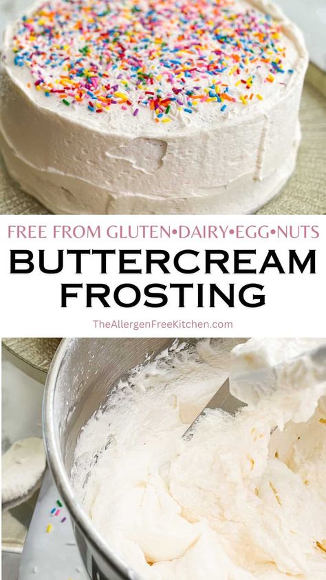 Vanilla Dairy Free Buttercream Frosting Oat Milk Frosting, No Dairy Frosting, Dairy Free Cake Icing, Dairy Free Frosting Recipe, Dairy Free Icing Recipe, Dairy Free Buttercream Frosting, Dairy Free Vanilla Frosting, Icing For Cakes, Dairy Free Icing