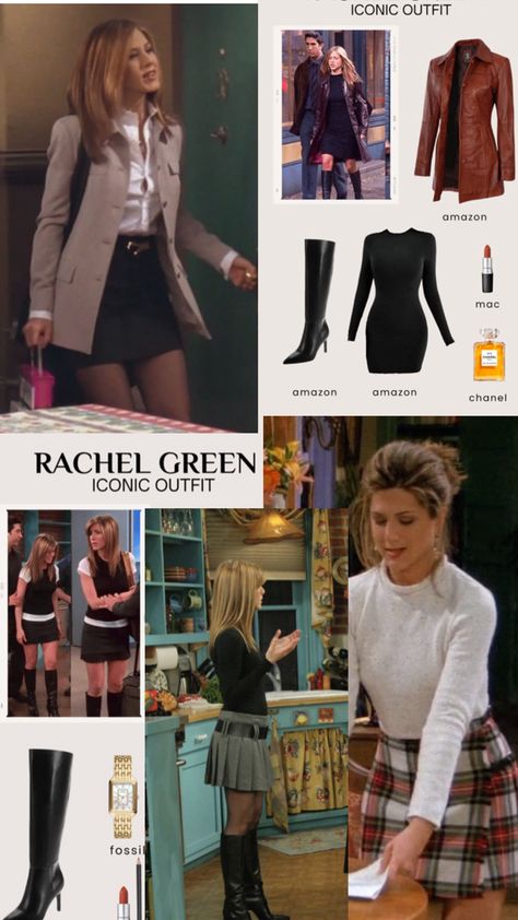 Friends Outfits 90s, Friends Rachel Outfits, Estilo Rachel Green, 80s Inspired Outfits, Rachel Green Outfits, Jenifer Aniston, Green Outfits, 90s Inspired Outfits, Classic Style Outfits