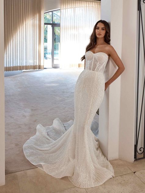 Blanche Bridal - LBR Bridal Hot Mermaid, Blanche Bridal, Draped Wedding Dress, Fitted Gown, Wedding Dr, Mermaid Sweetheart, Wedding Dress Sequin, Wedding Dresses Strapless, Luxury Bridal