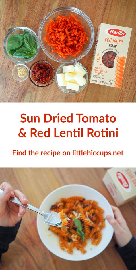 Little Hiccups: Sun Dried Tomato & Red Lentil Rotini #sponsored #TeamCleanPlate Find the recipe at: littlehiccups.net Rotini Pasta Recipes, Pasta Varieties, Rotini Pasta, Clean Plates, Penne Pasta, Red Lentil, Plant Based Protein, Sun Dried, Variety Pack