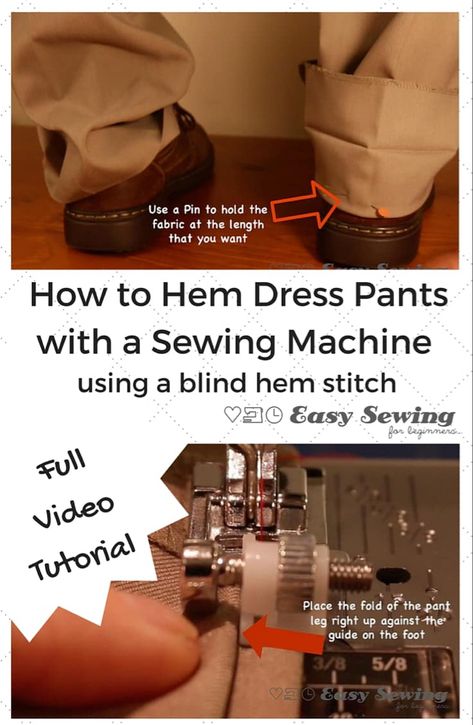 Hem Dress Pants, Blind Hem Stitch, Beginners Sewing, Blind Hem, Hem Stitch, Hem Pants, Beginner Sewing Projects Easy, Leftover Fabric, How To Hem Pants