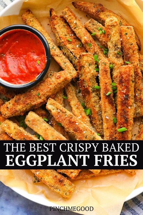 Eggplant Sticks Baked, Eggplant Recipes Appetizers, Baked Eggplant Fries Recipes, Eggplant Parmesan Baked No Bread Crumbs, Crispy Eggplant Fries, Soft Eggplant Recipes, How To Cook Egg Plant Recipes, Oven Baked Eggplant Recipes, Eggplant Recipes Chicken